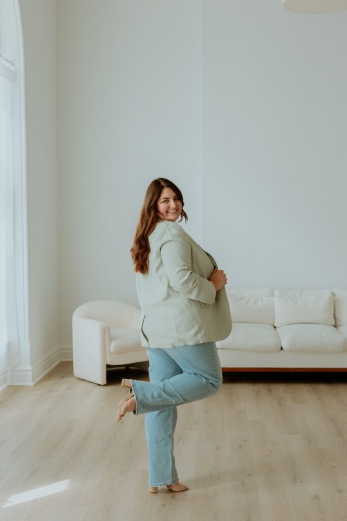 woman standing in a studio