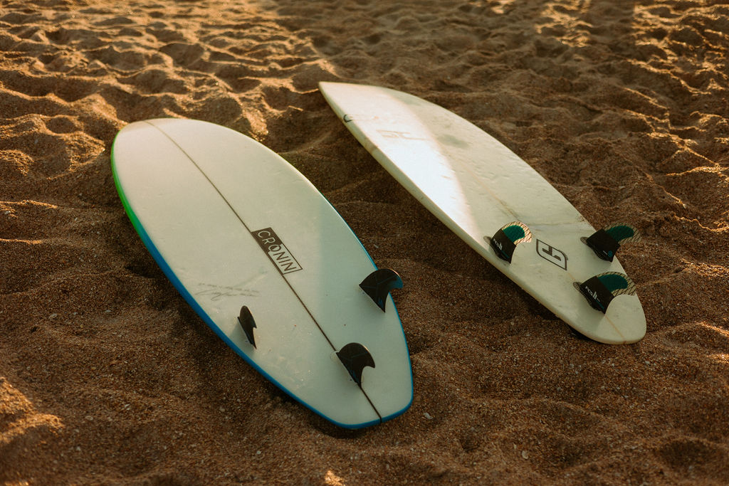 two surf boards laying in St Augustine beach