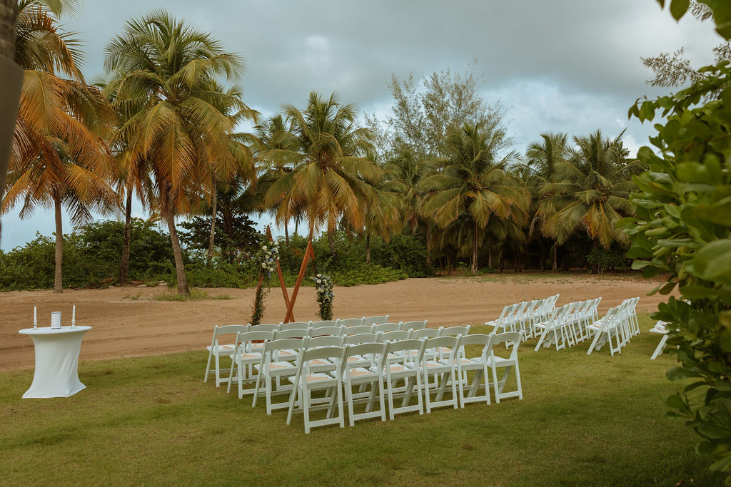 beach wedding ceremony set up in puerto rico 