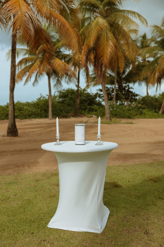 unity candles on a white table 