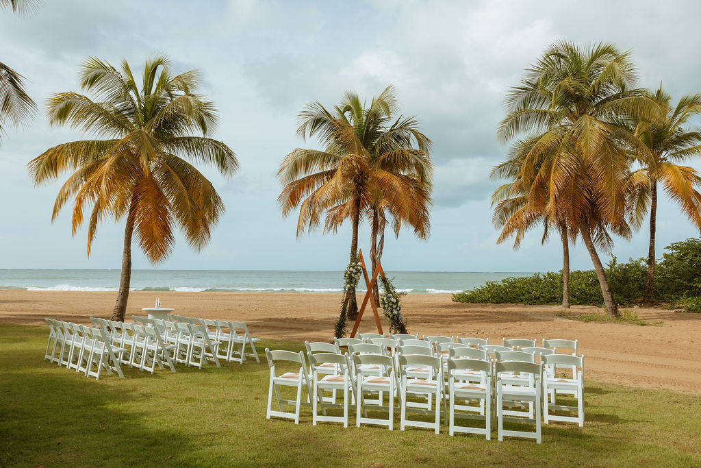 a beach ceremony setup for puerto rico wedding 