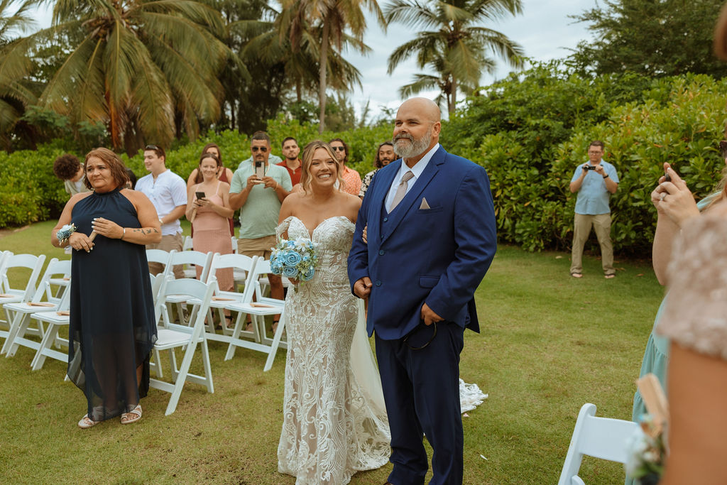 father escorting bride down the aisle at her puerto rico wedding