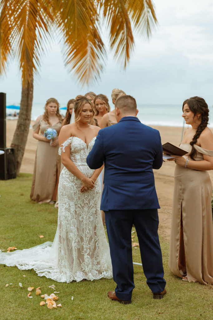 groom exchanging his vows during his puerto rico wedding ceremony