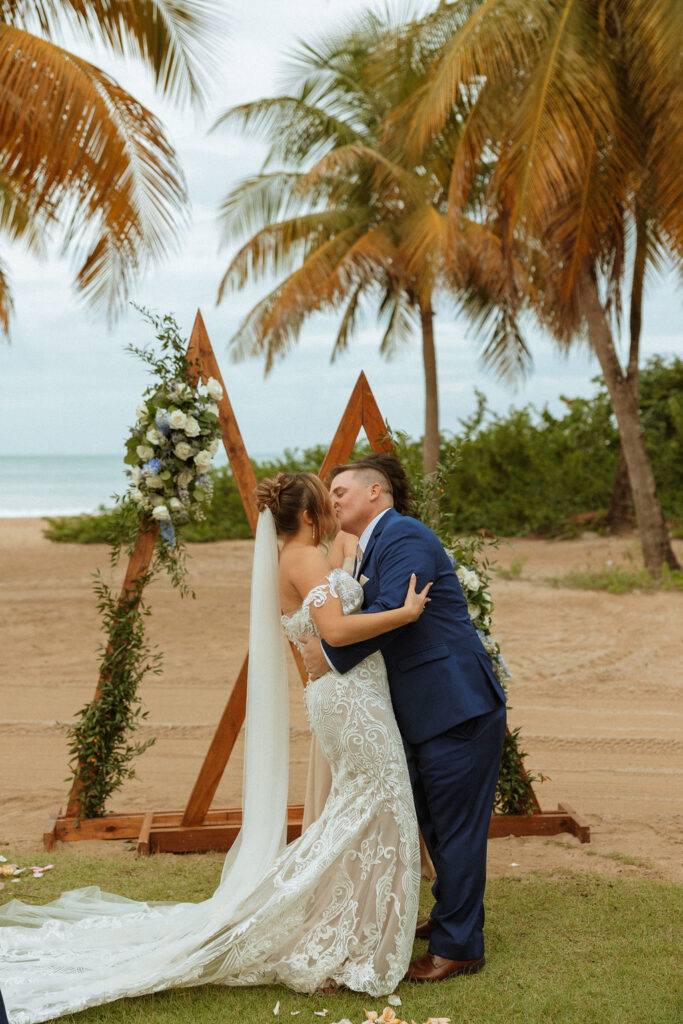 man and woman married on a puerto rico beach