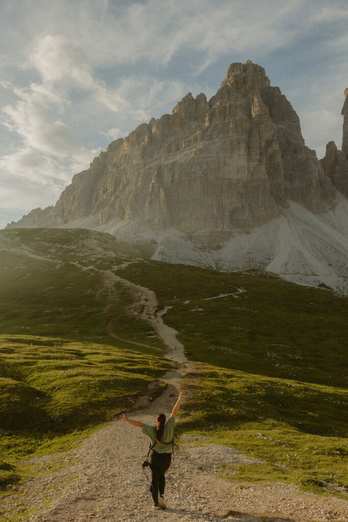 Travel photographer near Tre Cime di Lavaredo in the Dolomites