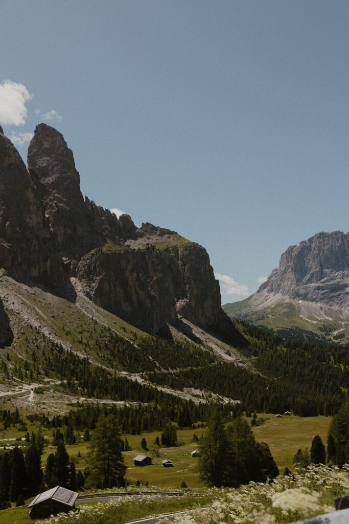 View from a Dolomites road trip with mountains and valleys