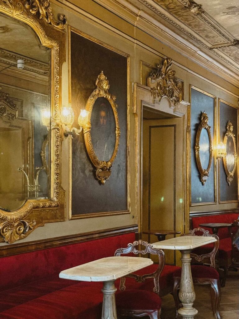 Interior of Cafe Florian, included in our Venice Italy Travel Guide