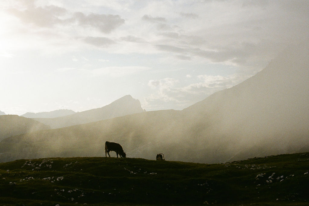 Sunset photo of Tre Cime hills