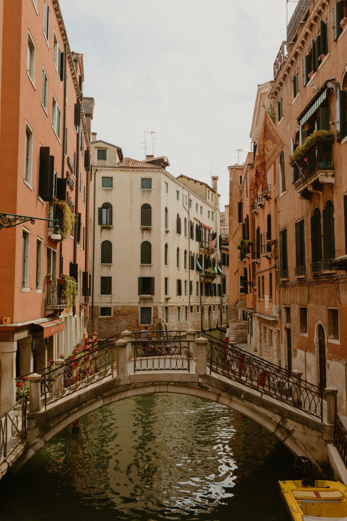 Stone bridge over a canal in venice