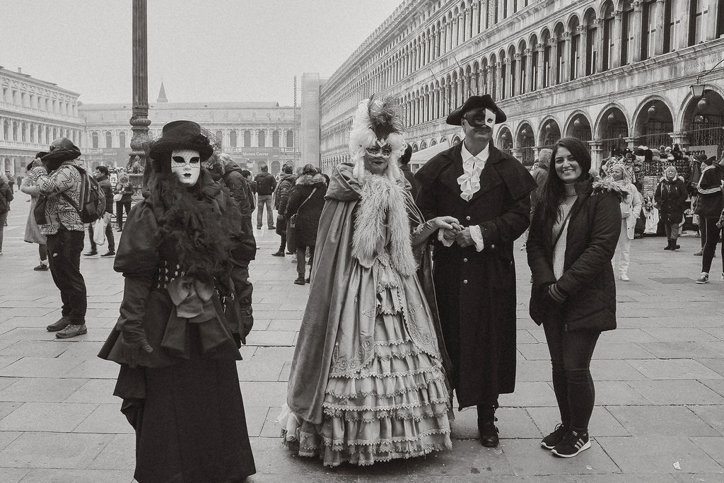 People dressed in Venetian gowns for the Carnival