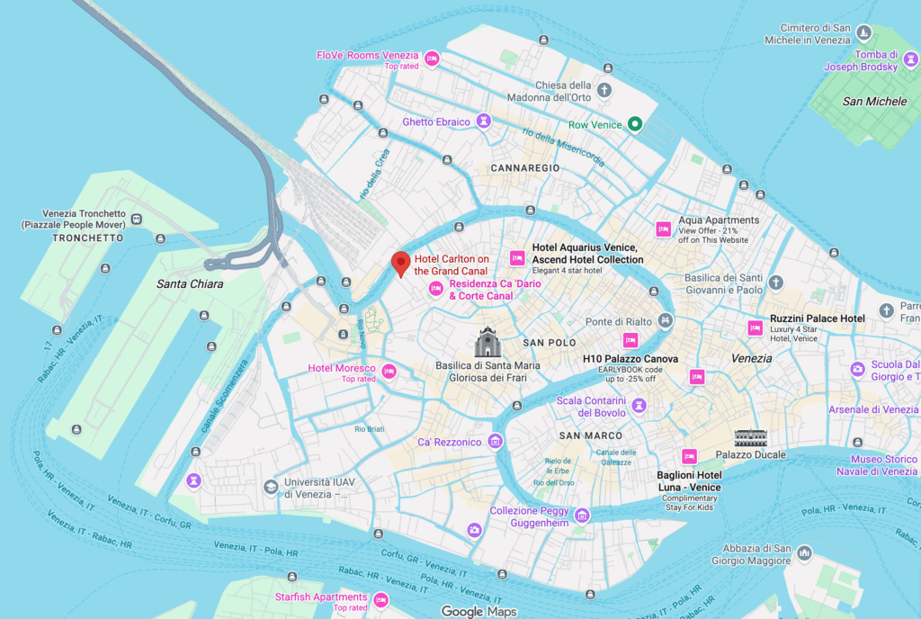 Map showing hotel location in Venice, Italy