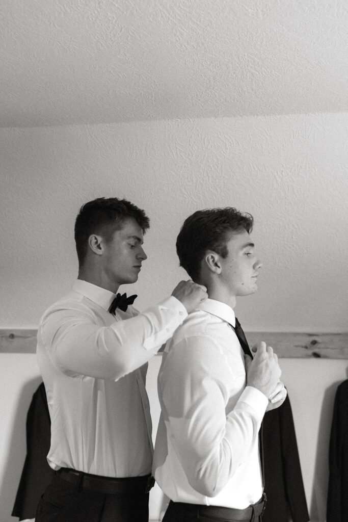 Groom getting ready for his Magnolia Spring Farm wedding