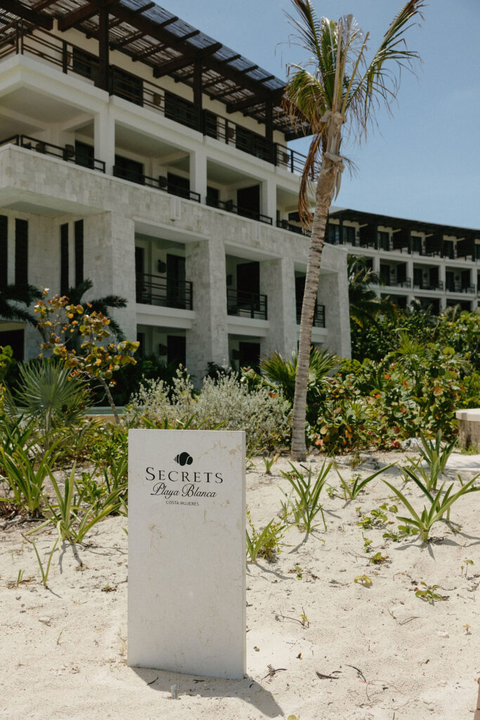 Secrets Playa Blanca resort sign