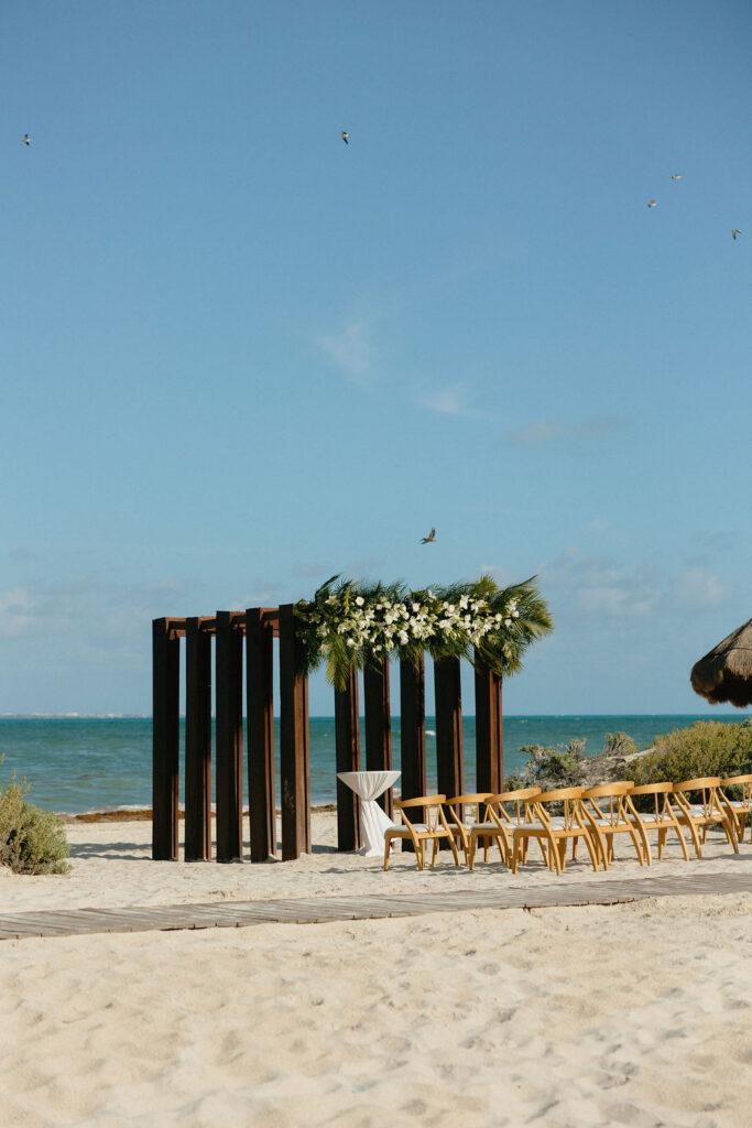 Beach ceremony setup in Cancun at Secrets Playa Blanca 